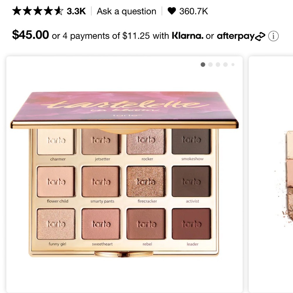 Tarte eyeshadow palette in bloom